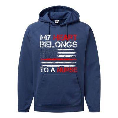 Cute Boyfriend Nurse Quote My Heart Belongs To A Nurse Funny Performance Fleece Hoodie