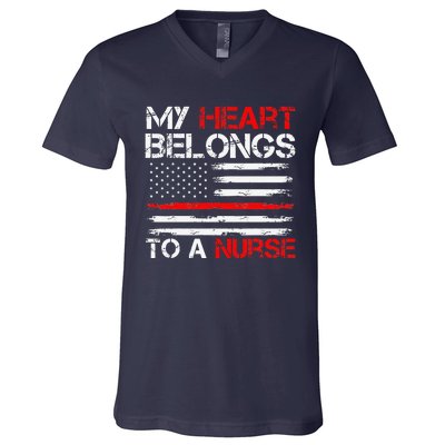 Cute Boyfriend Nurse Quote My Heart Belongs To A Nurse Funny V-Neck T-Shirt