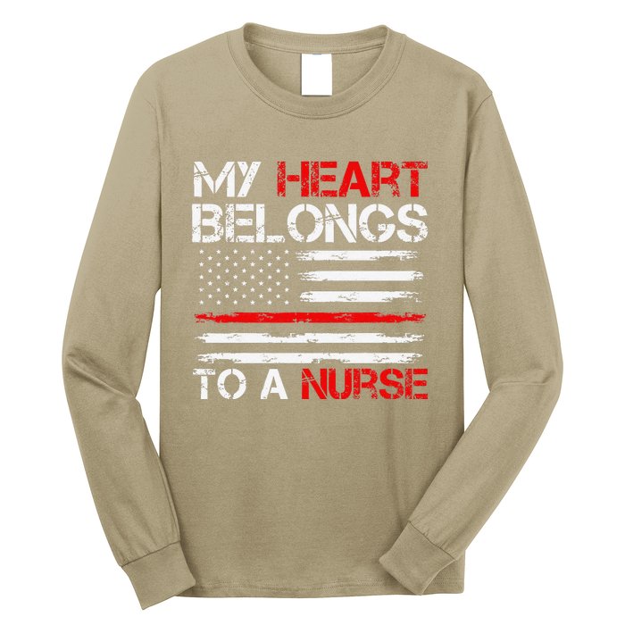 Cute Boyfriend Nurse Quote My Heart Belongs To A Nurse Funny Long Sleeve Shirt