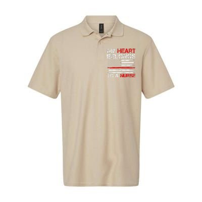 Cute Boyfriend Nurse Quote My Heart Belongs To A Nurse Funny Softstyle Adult Sport Polo