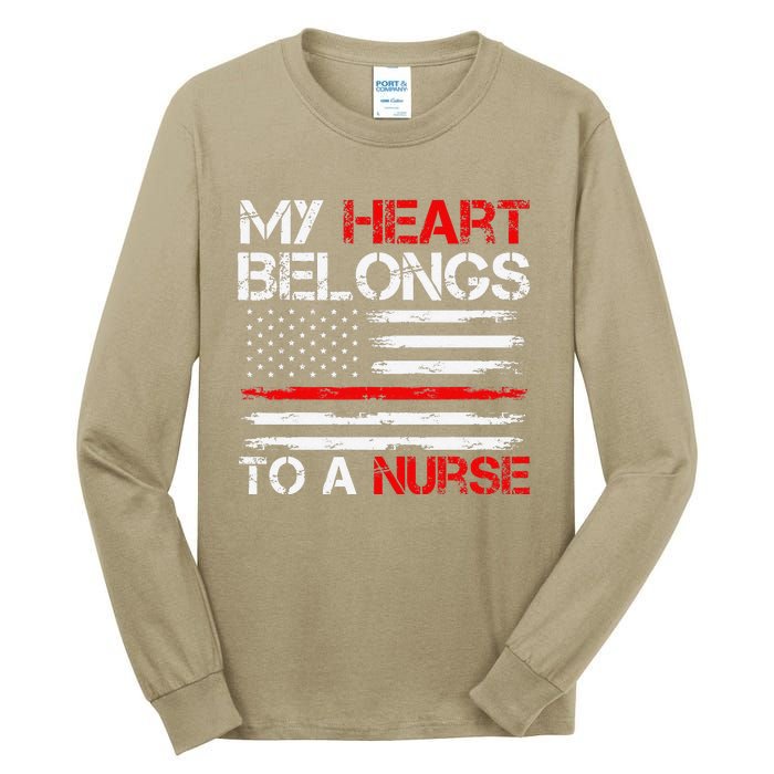 Cute Boyfriend Nurse Quote My Heart Belongs To A Nurse Funny Tall Long Sleeve T-Shirt