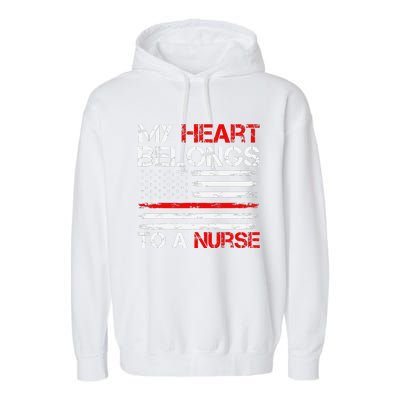 Cute Boyfriend Nurse Quote My Heart Belongs To A Nurse Funny Garment-Dyed Fleece Hoodie