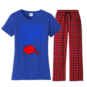 Country Blue Novelty Freedom Humor Cute Gift Women's Flannel Pajama Set