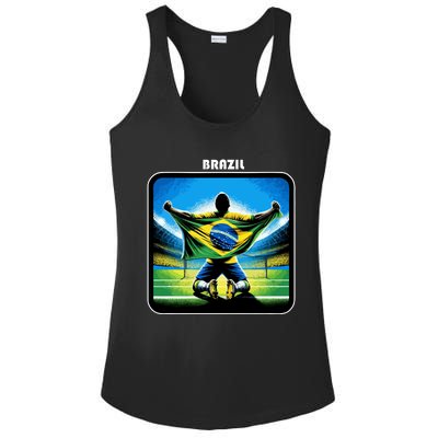 Cool Brazil National Soccer Team With Flag Ladies PosiCharge Competitor Racerback Tank