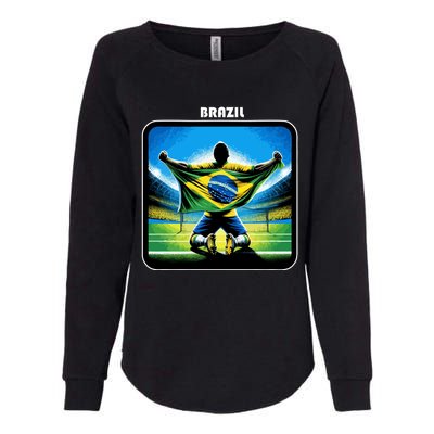 Cool Brazil National Soccer Team With Flag Womens California Wash Sweatshirt