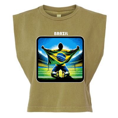 Cool Brazil National Soccer Team With Flag Garment-Dyed Women's Muscle Tee