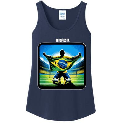 Cool Brazil National Soccer Team With Flag Ladies Essential Tank