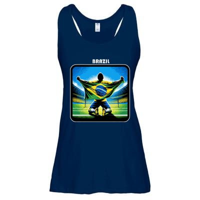 Cool Brazil National Soccer Team With Flag Ladies Essential Flowy Tank