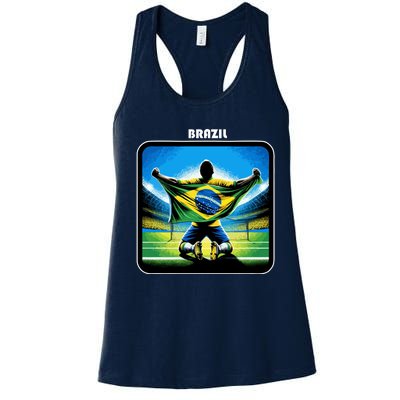 Cool Brazil National Soccer Team With Flag Women's Racerback Tank