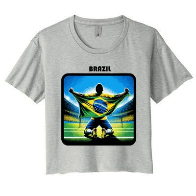 Cool Brazil National Soccer Team With Flag Women's Crop Top Tee