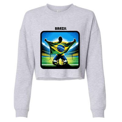 Cool Brazil National Soccer Team With Flag Cropped Pullover Crew