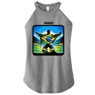 Cool Brazil National Soccer Team With Flag Women's Perfect Tri Rocker Tank