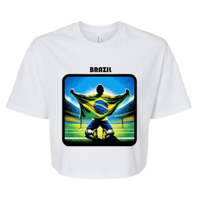 Cool Brazil National Soccer Team With Flag Bella+Canvas Jersey Crop Tee