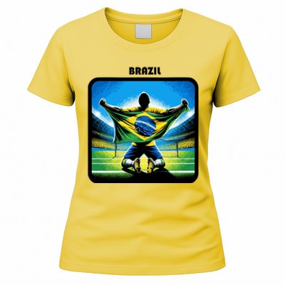 Cool Brazil National Soccer Team With Flag Women's T-Shirt