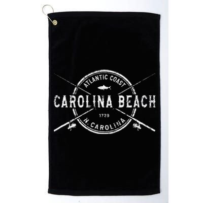 Carolina Beach NC Vintage Crossed Fishing Rods Platinum Collection Golf Towel