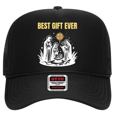 Christmas Best Nativity Xmas Christian Jesus High Crown Mesh Back Trucker Hat