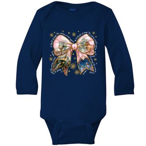 Coquette Bow Nativity Scene Jesus Christmas Pajamas Xmas Gift Baby Long Sleeve Bodysuit