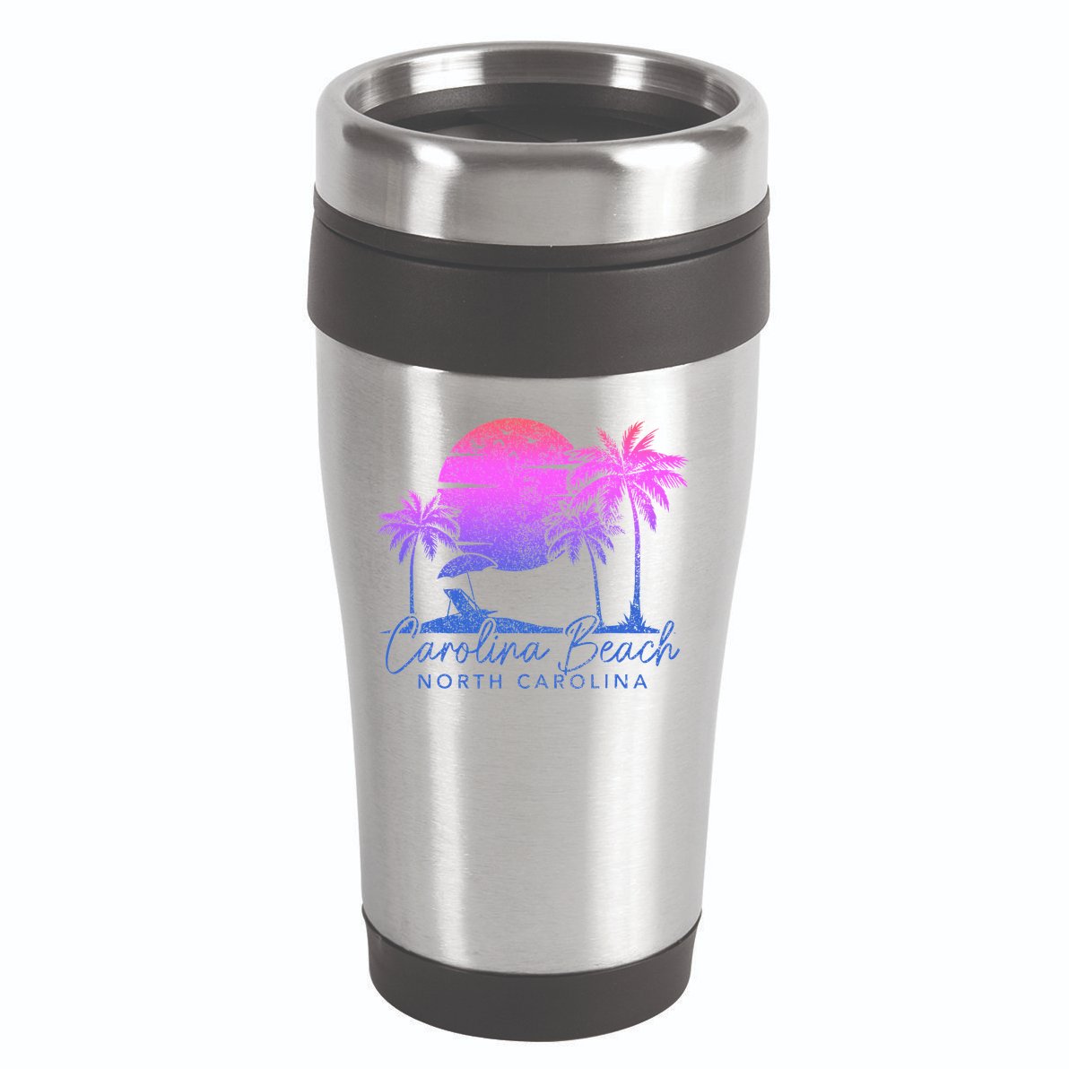 Carolina Beach North Carolina Vintage Sunset Surfer Retro 16oz Travel Tumbler