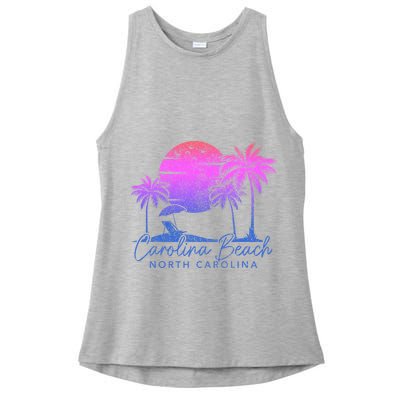 Carolina Beach North Carolina Vintage Sunset Surfer Retro Ladies PosiCharge Tri-Blend Wicking Tank