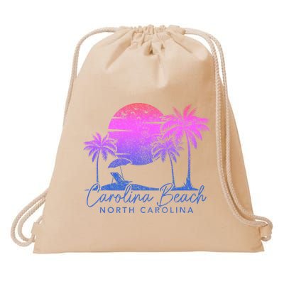 Carolina Beach North Carolina Vintage Sunset Surfer Retro Drawstring Bag