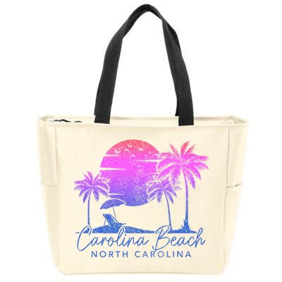 Carolina Beach North Carolina Vintage Sunset Surfer Retro Zip Tote Bag