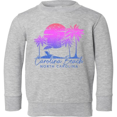 Carolina Beach North Carolina Vintage Sunset Surfer Retro Toddler Sweatshirt