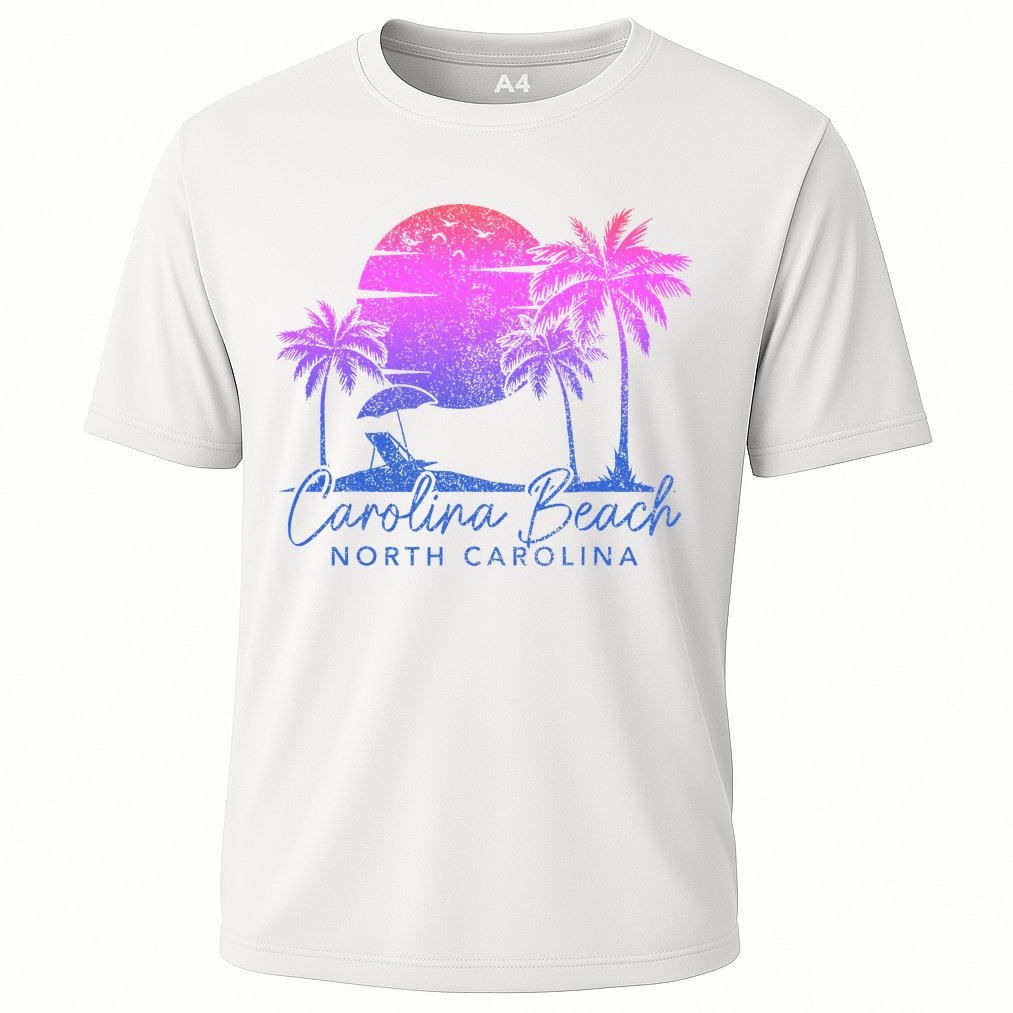 Carolina Beach North Carolina Vintage Sunset Surfer Retro Performance Shirt