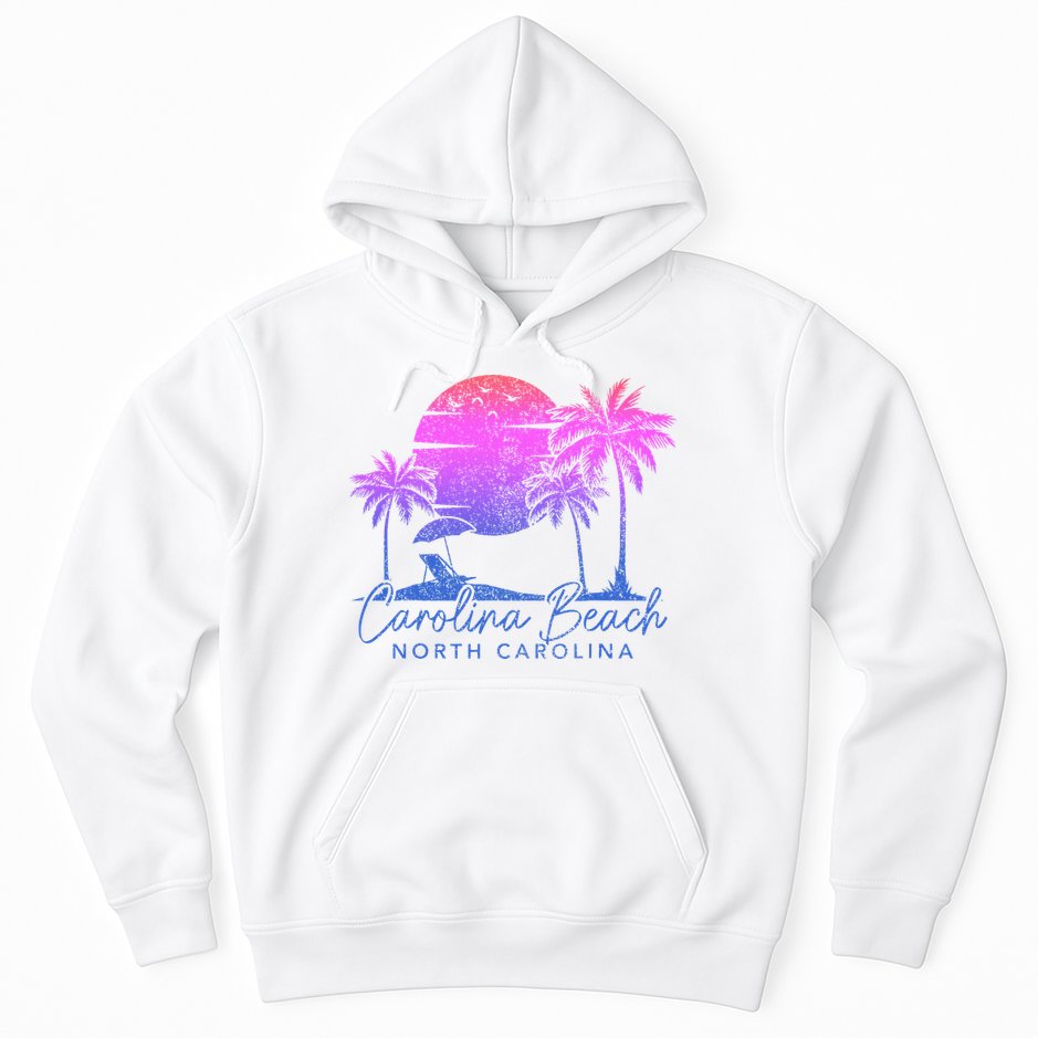 Carolina Beach North Carolina Vintage Sunset Surfer Retro Hoodie