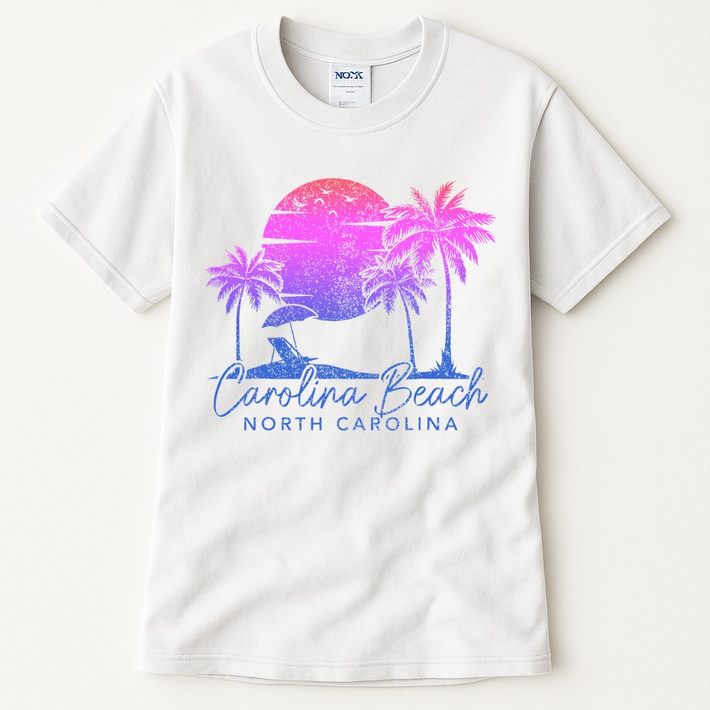 Carolina Beach North Carolina Vintage Sunset Surfer Retro Tall T-Shirt