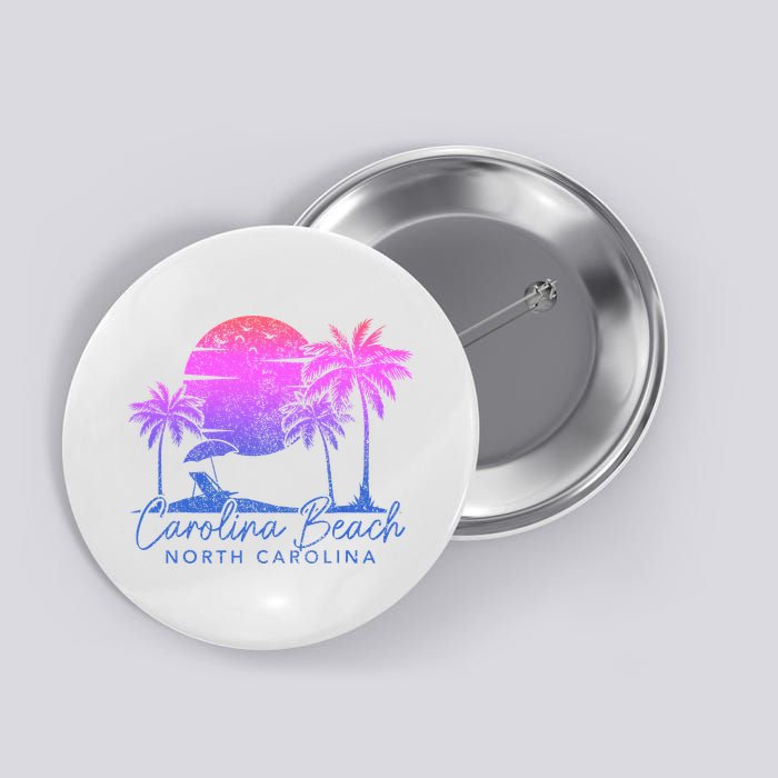 Carolina Beach North Carolina Vintage Sunset Surfer Retro Button
