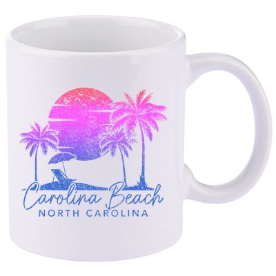 Carolina Beach North Carolina Vintage Sunset Surfer Retro 11oz C Handle Ceramic Mug