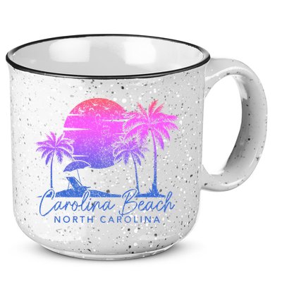 Carolina Beach North Carolina Vintage Sunset Surfer Retro 15oz Campfire Ceramic Mug