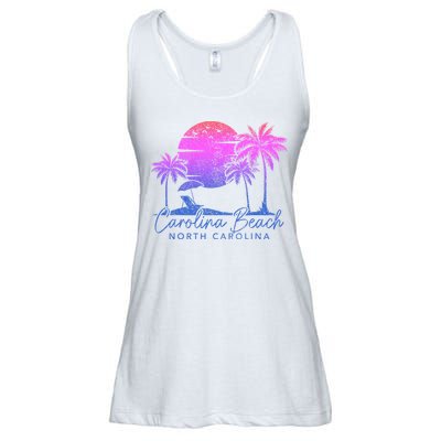 Carolina Beach North Carolina Vintage Sunset Surfer Retro Ladies Essential Flowy Tank