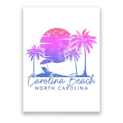 Carolina Beach North Carolina Vintage Sunset Surfer Retro Poster