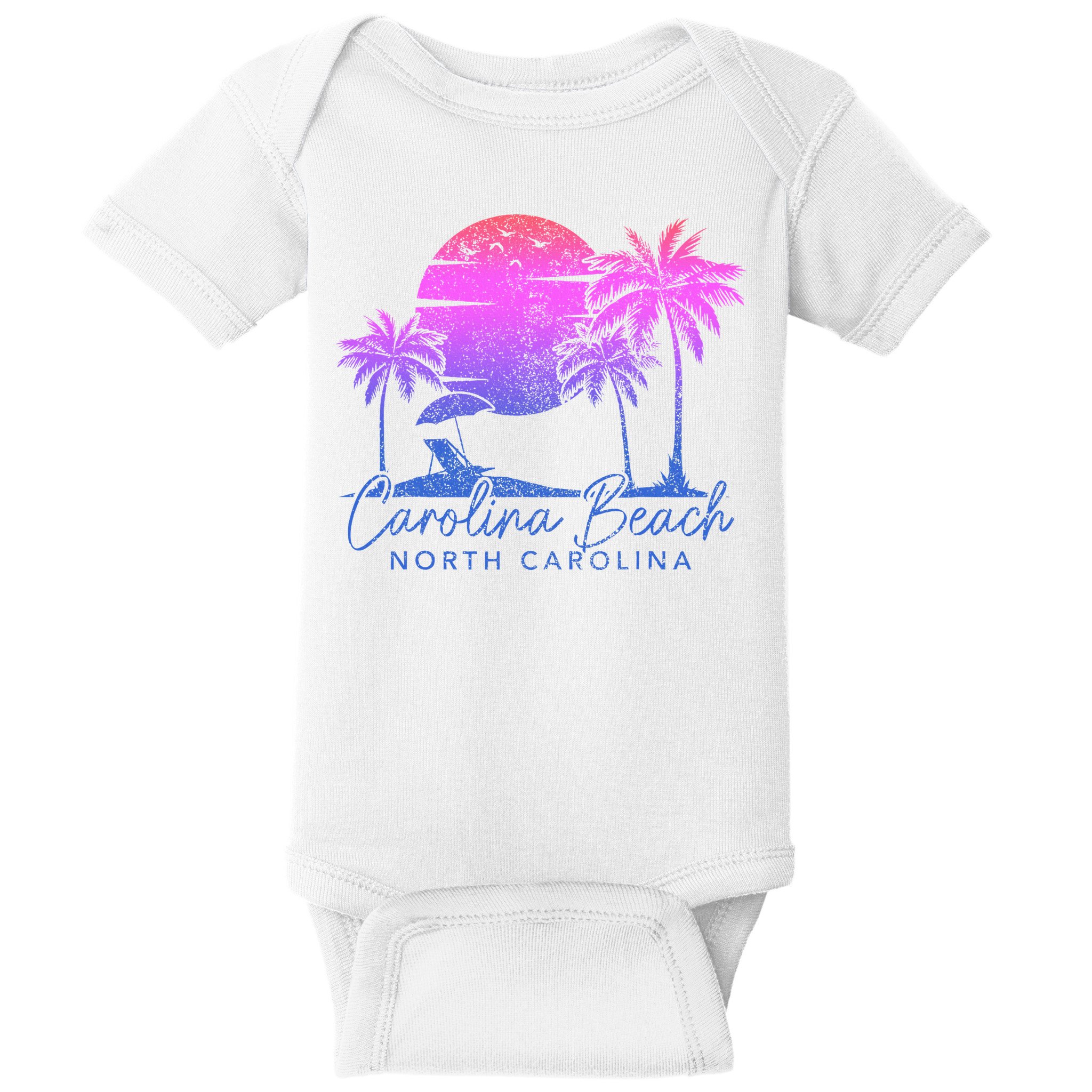 Carolina Beach North Carolina Vintage Sunset Surfer Retro Baby Bodysuit