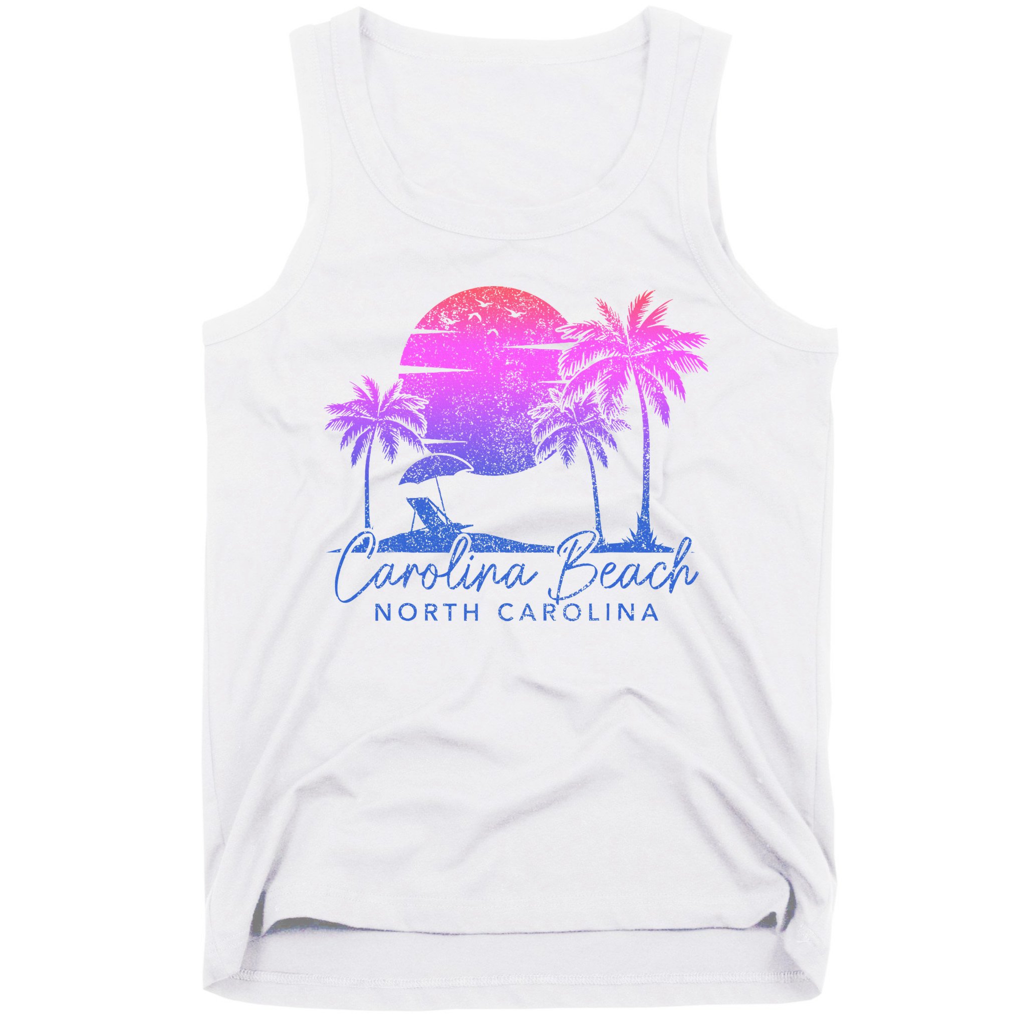 Carolina Beach North Carolina Vintage Sunset Surfer Retro Tank Top