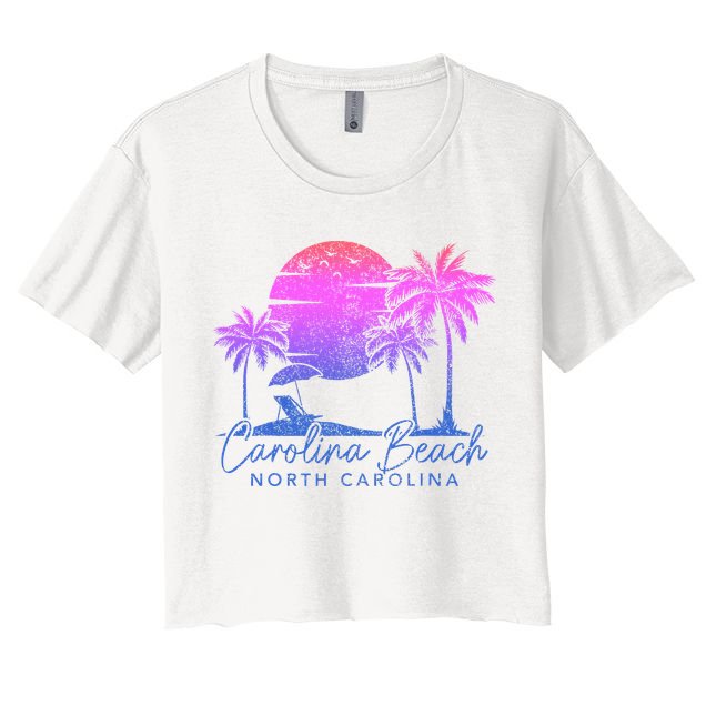 Carolina Beach North Carolina Vintage Sunset Surfer Retro Crop Top