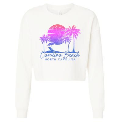 Carolina Beach North Carolina Vintage Sunset Surfer Retro Cropped Pullover Crew