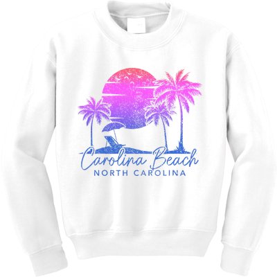 Carolina Beach North Carolina Vintage Sunset Surfer Retro Kids Sweatshirt