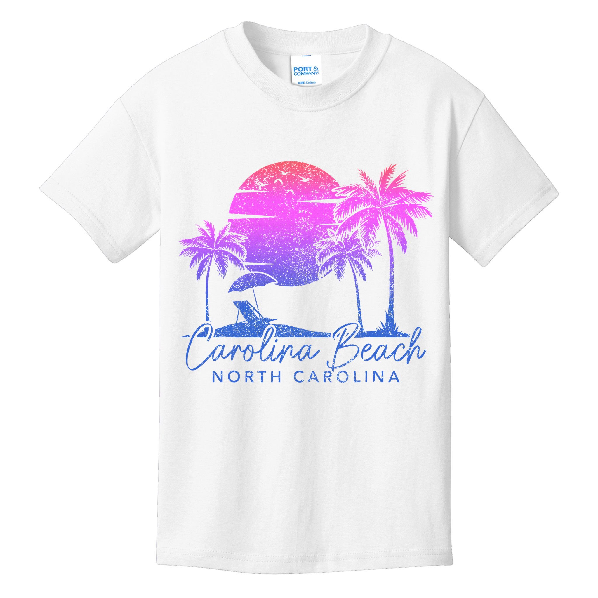 Carolina Beach North Carolina Vintage Sunset Surfer Retro Kids T-Shirt