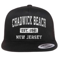 Chadwick Beach New Jersey Nj Vintage Established Sports Flat Bill Trucker Hat