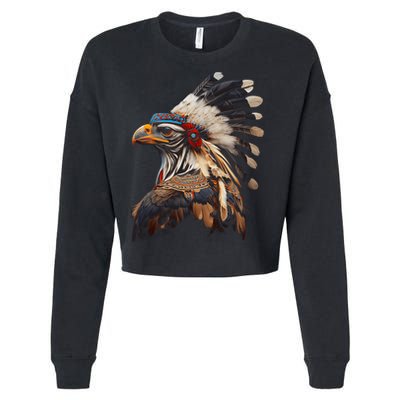 Chicken Bird Native American Indian Northwest Tribal Graphic Cropped Pullover Crew