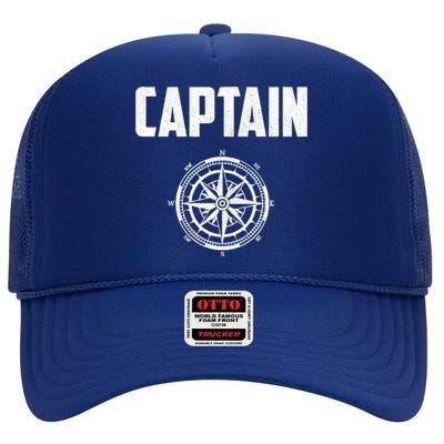 Captain Boating Nautical Gift Compass Boat Captain High Crown Mesh Back Trucker Hat