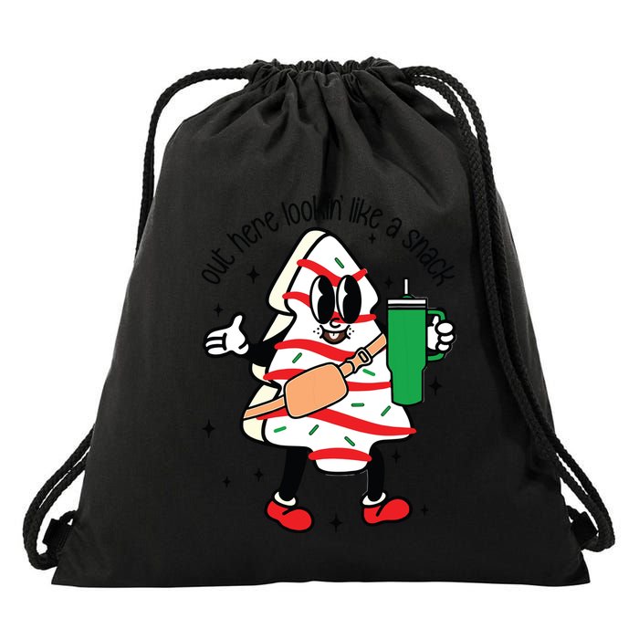 Cute Boojee Out Here Lookin Like A Snack Christmas Tree Cake Drawstring Bag