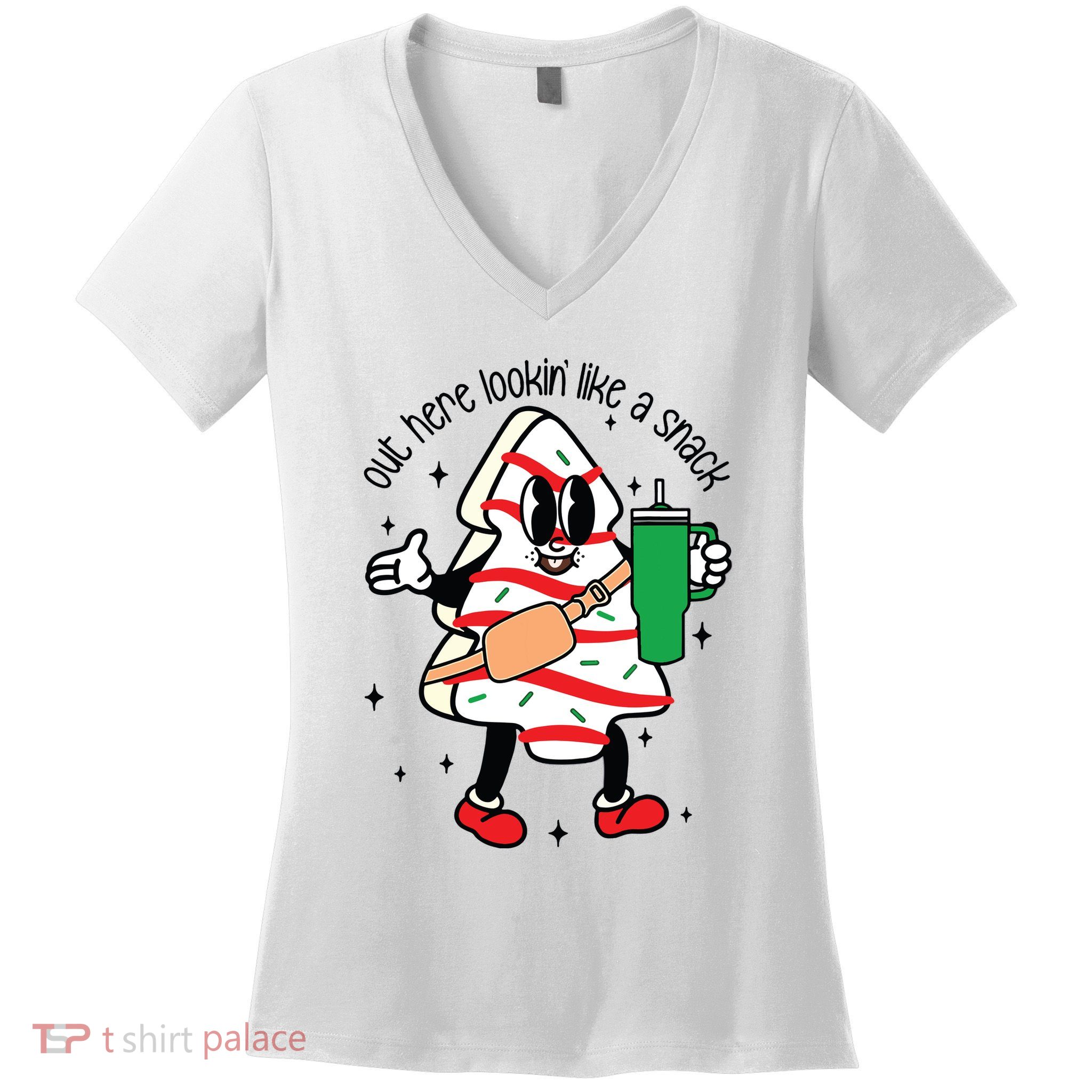 Cute Boojee Out Here Lookin Like A Snack Christmas Tree Cake Women's V-Neck T-Shirt