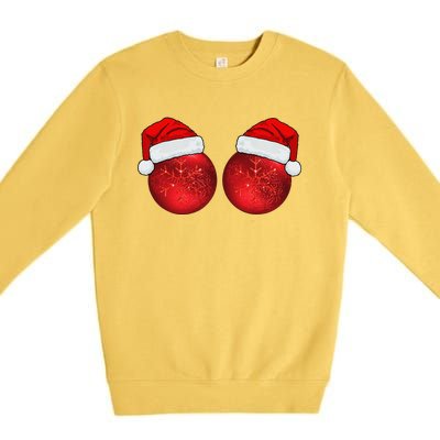 Christmas Ball Ornaments Boob Bra Funny Funnys Christmas Premium Crewneck Sweatshirt