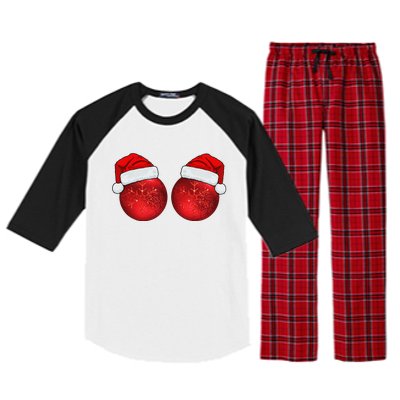 Christmas Ball Ornaments Boob Bra Funny Funnys Christmas Raglan Sleeve Pajama Set