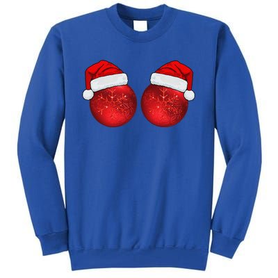 Christmas Ball Ornaments Boob Bra Funny Funnys Christmas Tall Sweatshirt