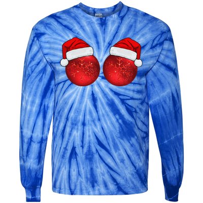 Christmas Ball Ornaments Boob Bra Funny Funnys Christmas Tie-Dye Long Sleeve Shirt