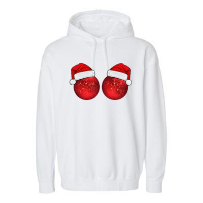 Christmas Ball Ornaments Boob Bra Funny Funnys Christmas Garment-Dyed Fleece Hoodie